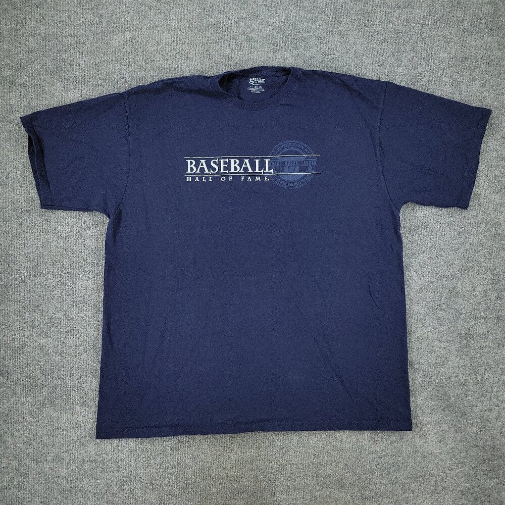 Baseball Hall Of Fame Shirt Men's 2XL Blue Graphic Crew Neck Short Sleeve Adult